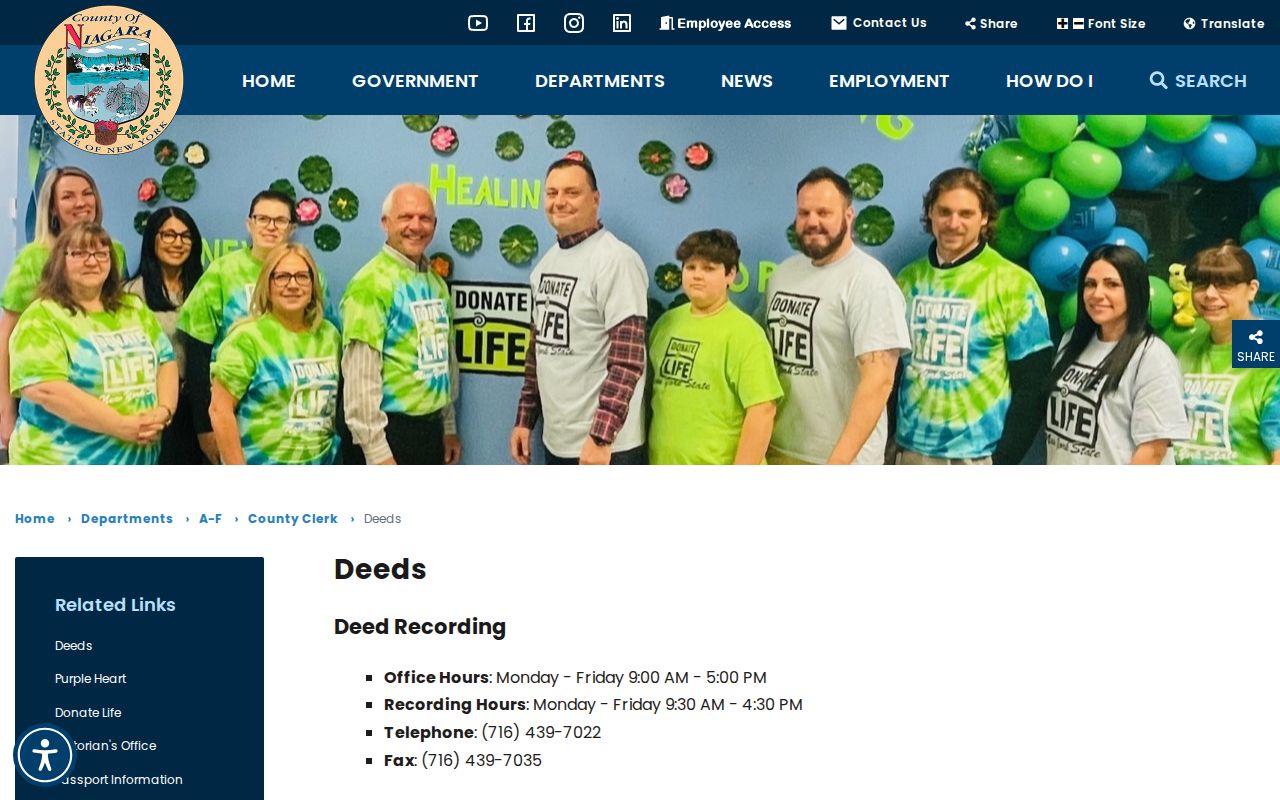 Niagara Falls previous residents deed-record request information from Niagara County