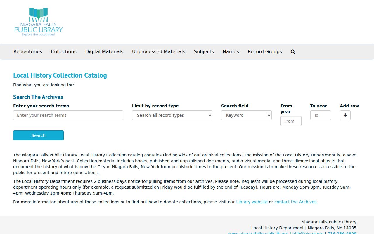 Niagara Falls city directory research in the NFPL Local History catalog