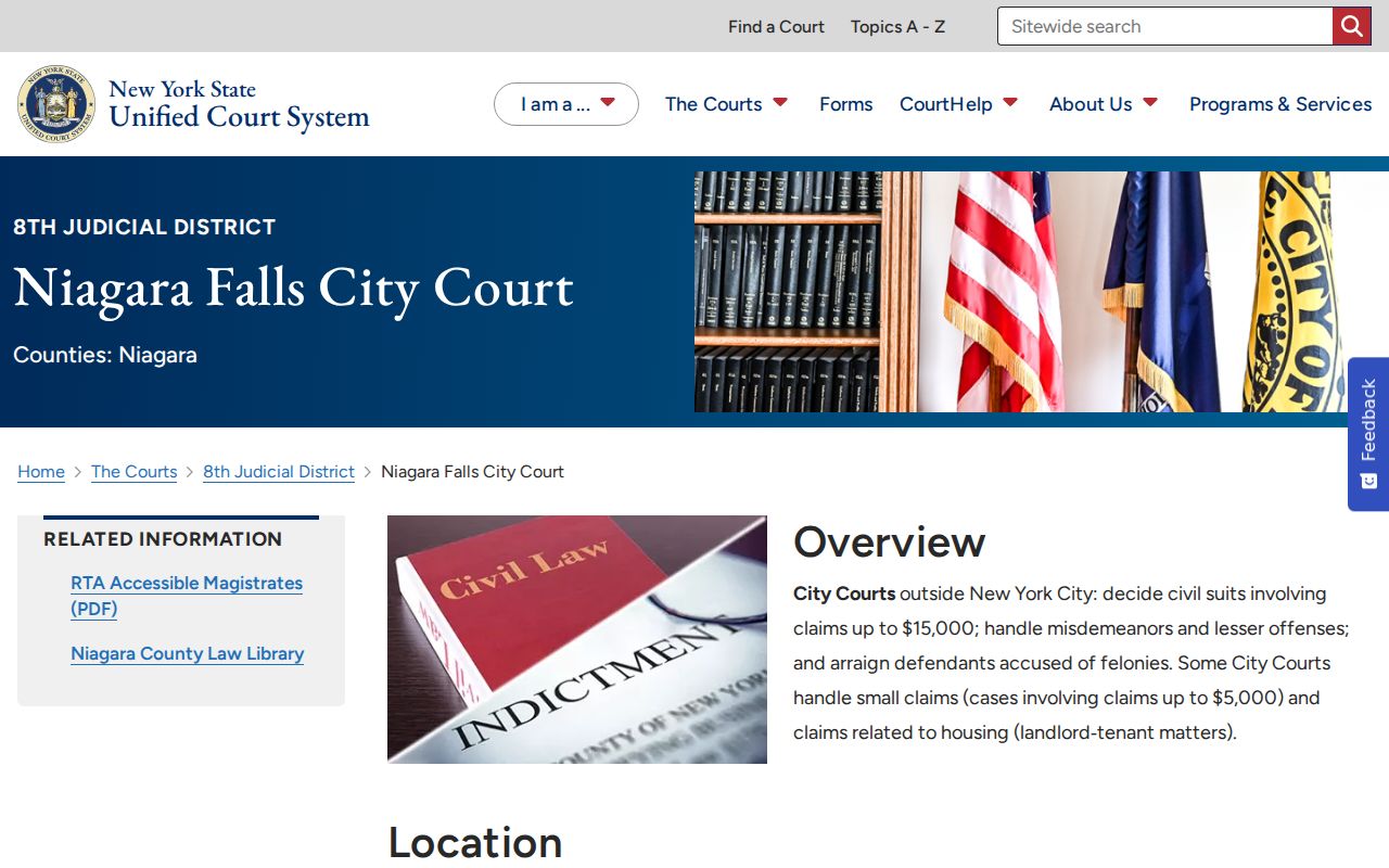Niagara Falls resident lookup through Niagara Falls City Court records page